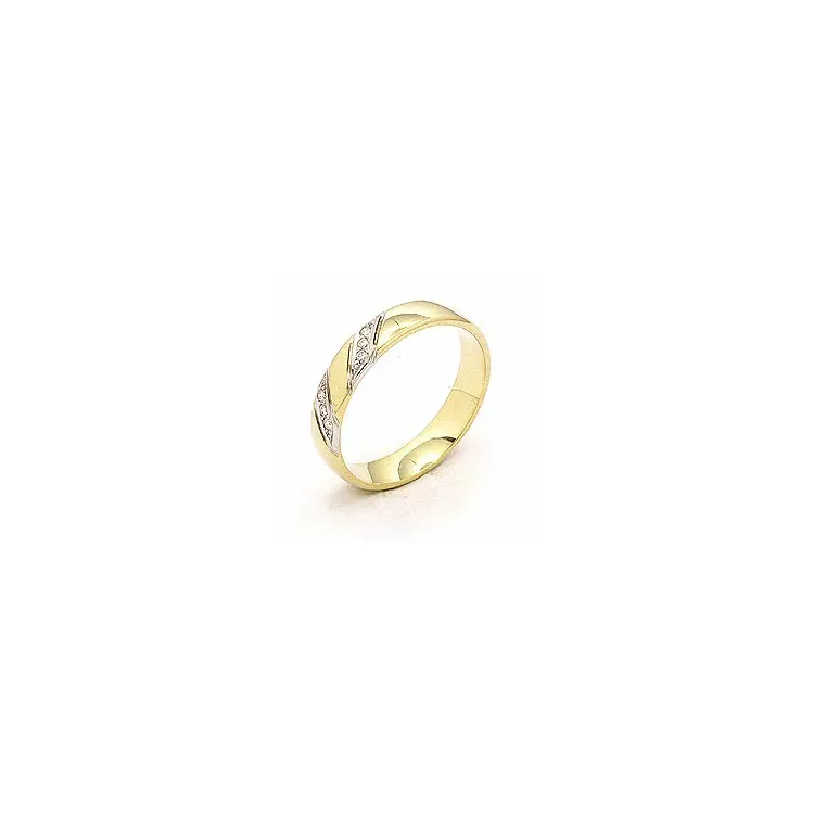 Tofarvet brillant vielsesring i 14 karat guld.- og hvidguld 6 x 0,008 ct