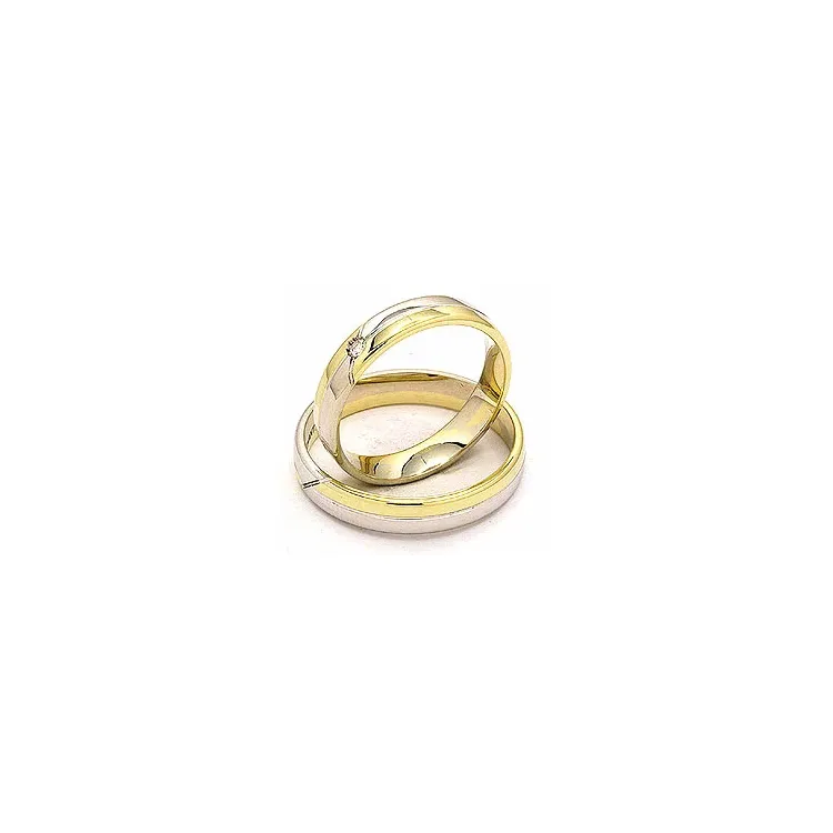 Vielsesringe i 14 karat guld.- og hvidguld 0,025 ct - sæt