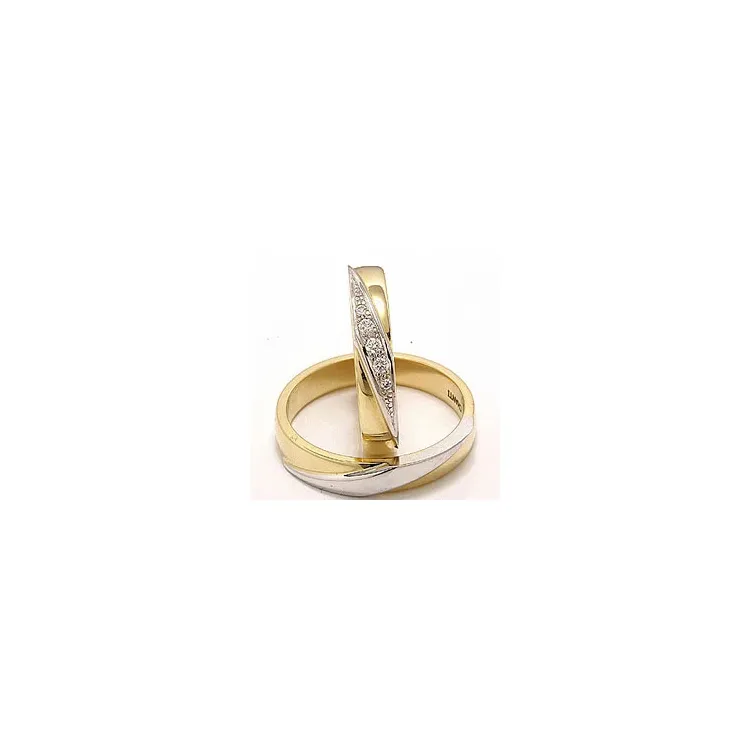 tofarvet vielsesringe i 14 karat guld.- og hvidguld 0,08 ct - sæt