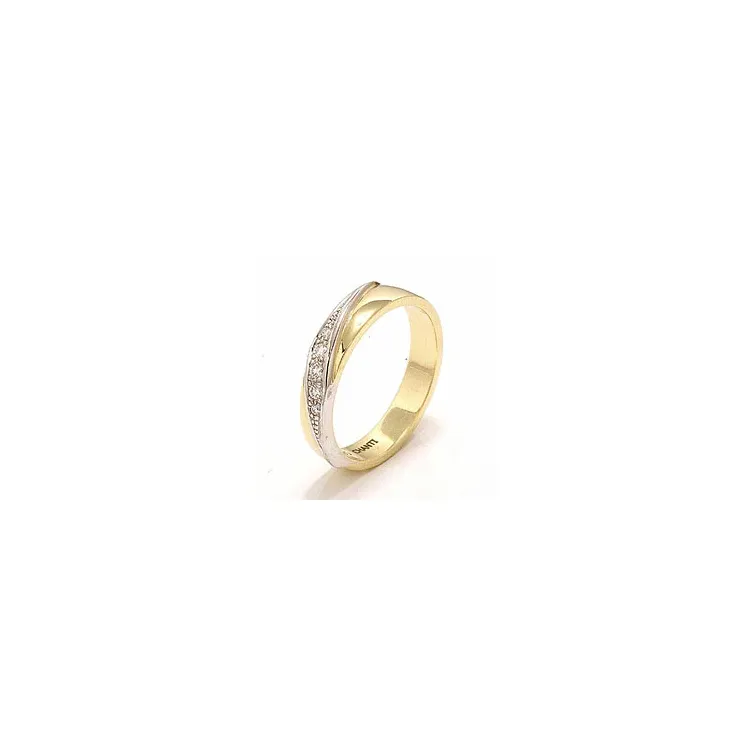 tofarvet vielsesring i 14 karat guld.- og hvidguld 0,08 ct