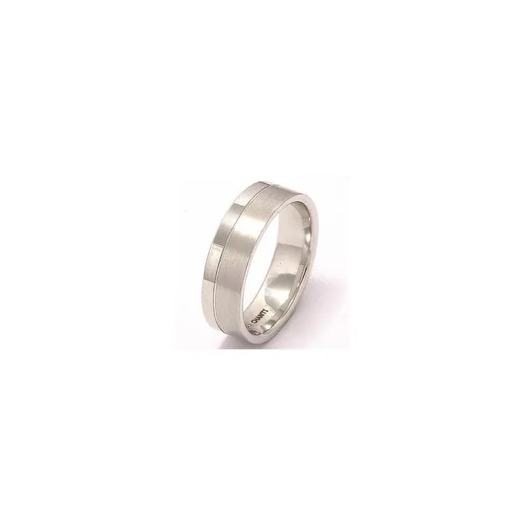 Mat og blank bred vielsesring i 14 karat hvidguld
