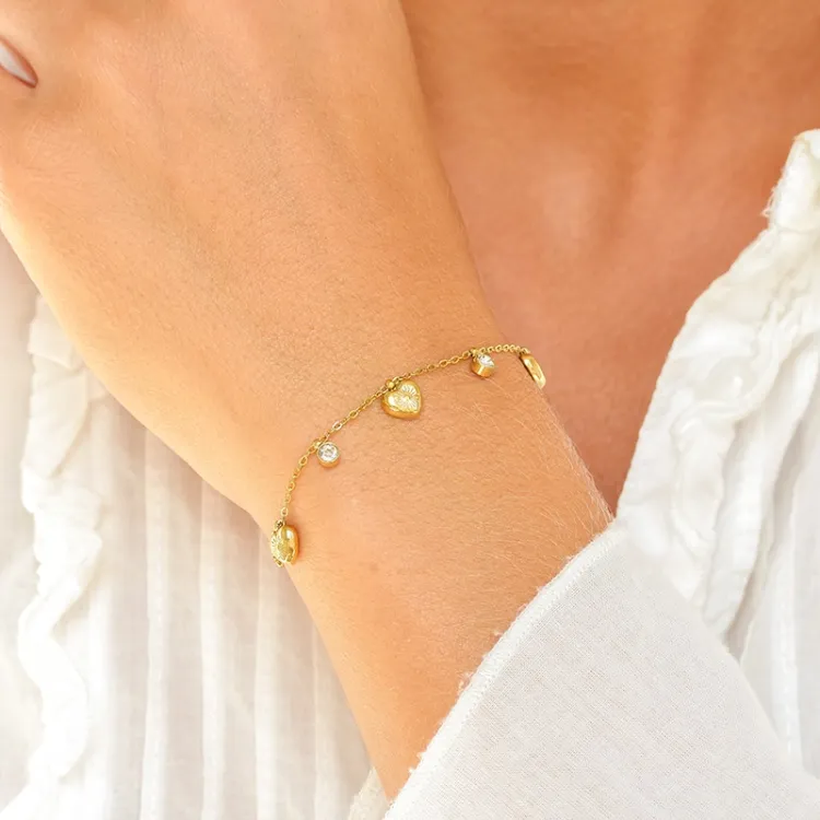 vandfast hjerte armbånd i forgyldt stål  x 7,4 mm  - OCEANA