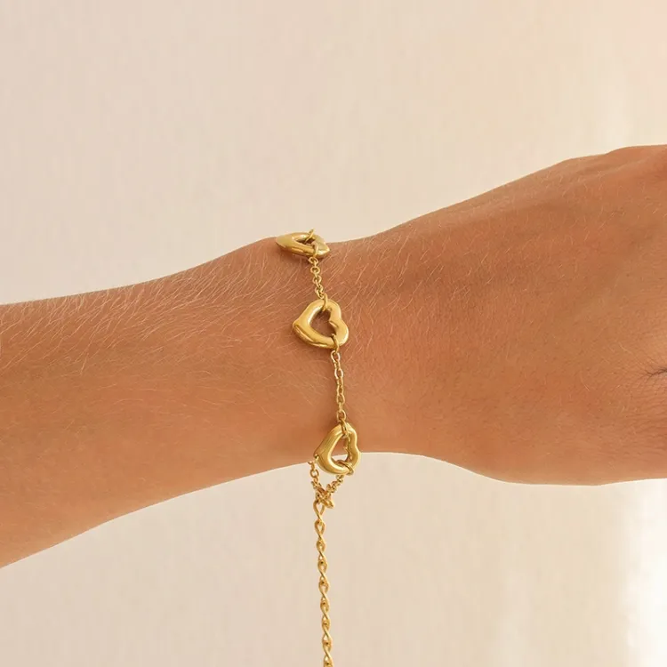 vandfast hjerte armbånd i forgyldt stål 16 + 4 cm x 11,0 mm  - OCEANA