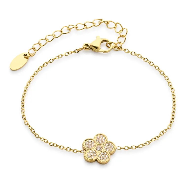 vandfast blomster armbånd i forgyldt stål - OCEANA