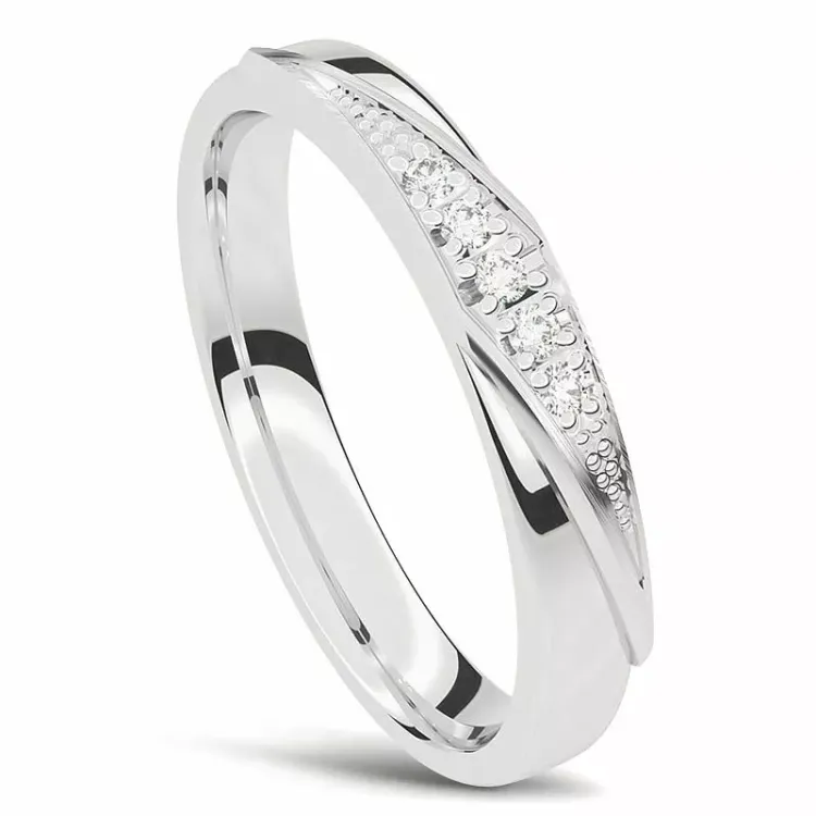 diamant vielsesring i 14 karat hvidguld 0,001 ct