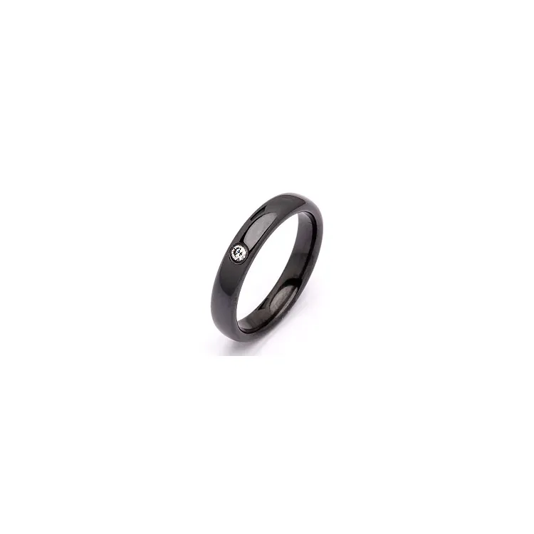 Vielsesring i sort stål 0,050 ct