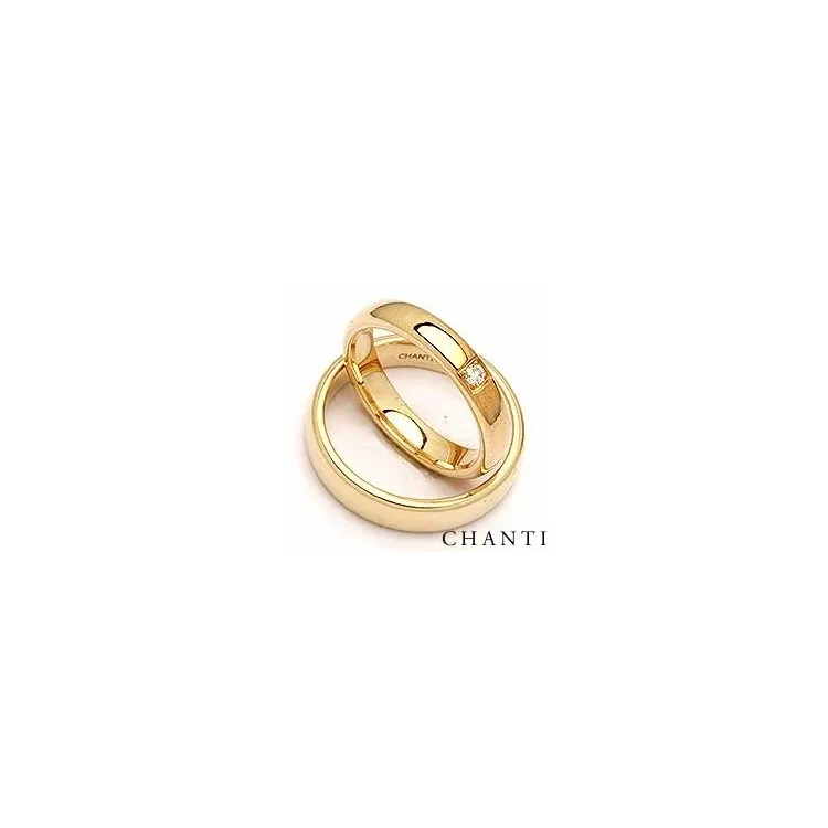 ovale vielsesringe i 14 karat guld 0,05 ct - sæt