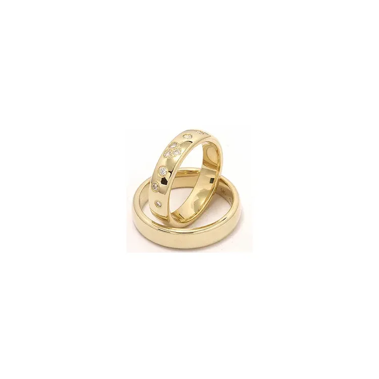 hjerte vielsesringe i 9 karat guld 0,225 ct - sæt