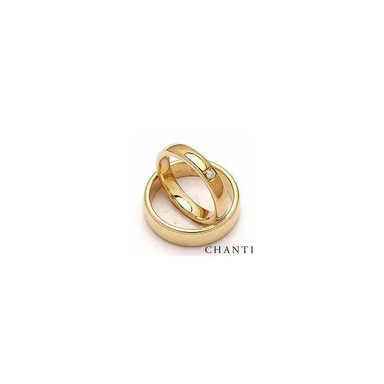 Vielsesringe i 14 karat guld 0,05 ct - sæt