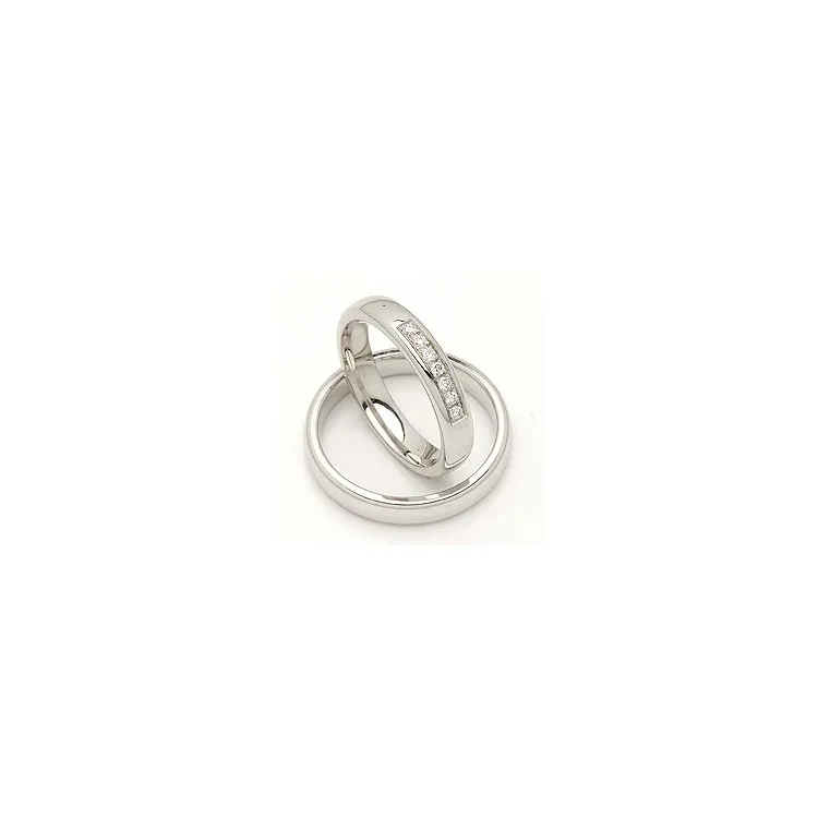 Vielsesringe i 14 karat hvidguld 0,116 ct