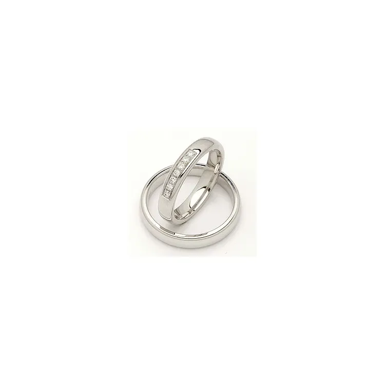 Vielsesringe i 14 karat hvidguld 0,116 ct