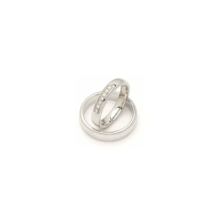 Vielsesringe i 14 karat hvidguld 0,116 ct
