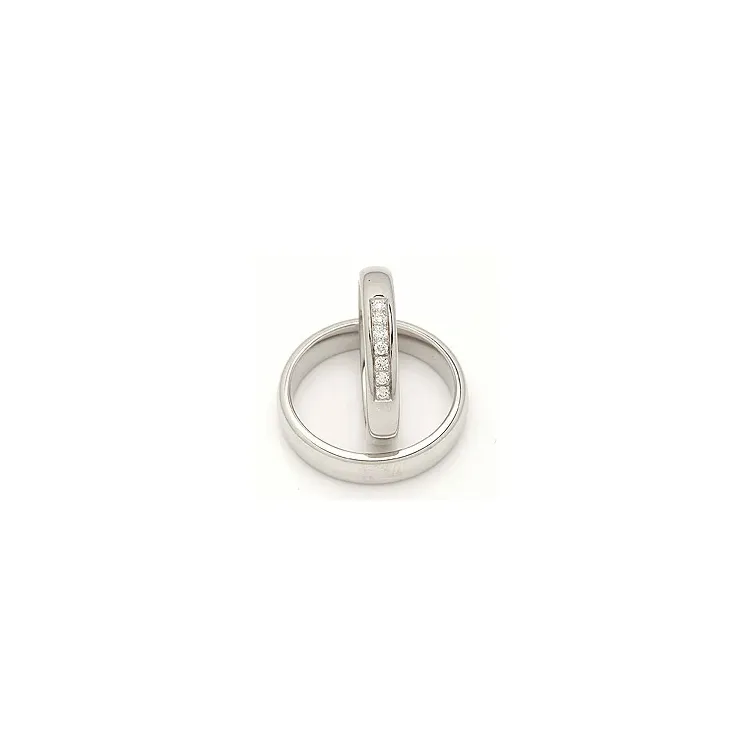 Vielsesringe i 14 karat hvidguld 0,116 ct