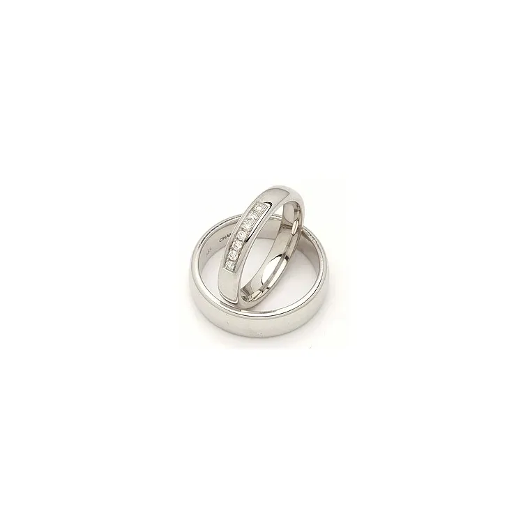 Vielsesringe i 14 karat hvidguld 0,116 ct