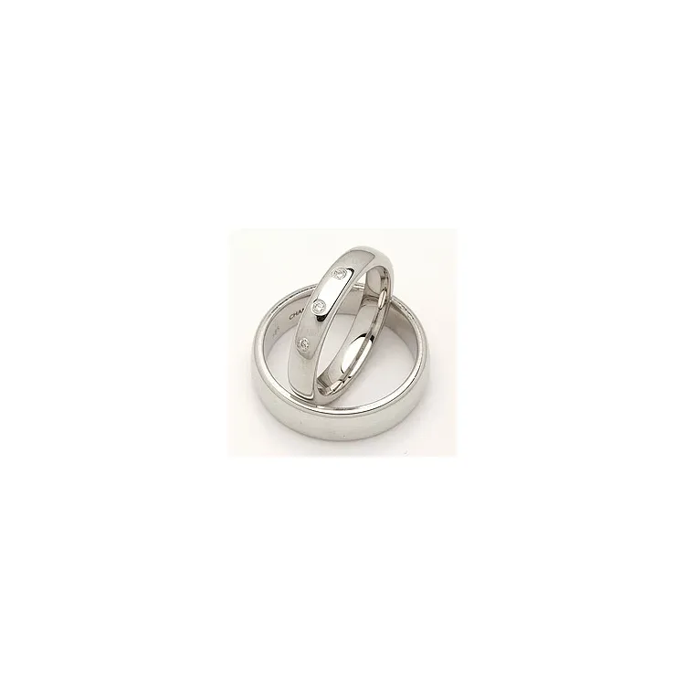 Vielsesringe i 14 karat hvidguld 0,045 ct
