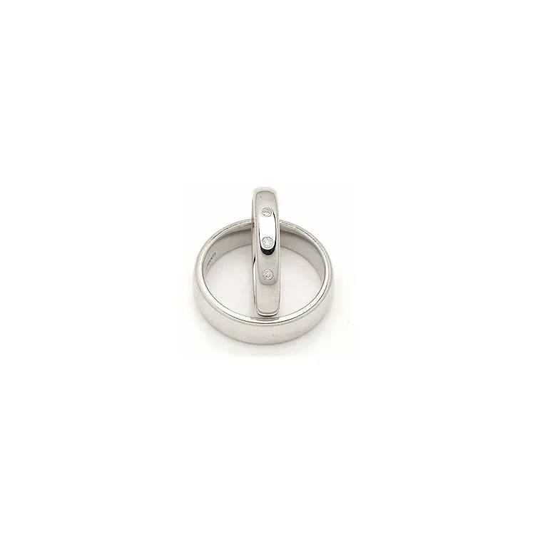 Vielsesringe i 14 karat hvidguld 0,045 ct