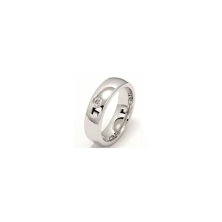 oval vielsesring i 14 karat hvidguld 0,10 ct