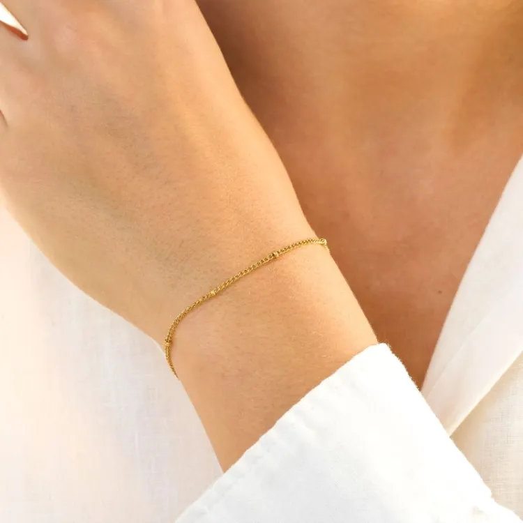 vandfast kugle armbånd i forgyldt stål 16+5 cm x 2,0 mm  - OCEANA