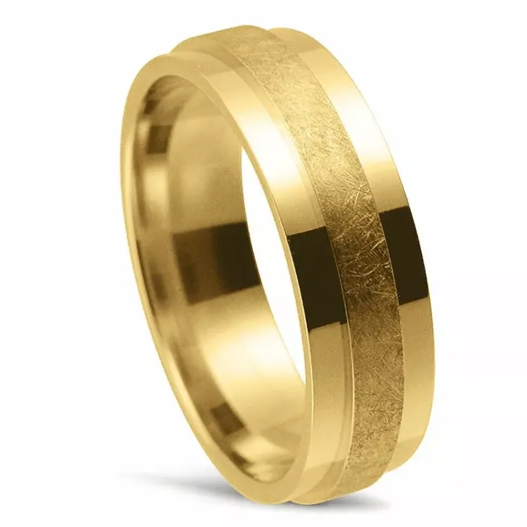 Bred vielsesring i 14 karat guld