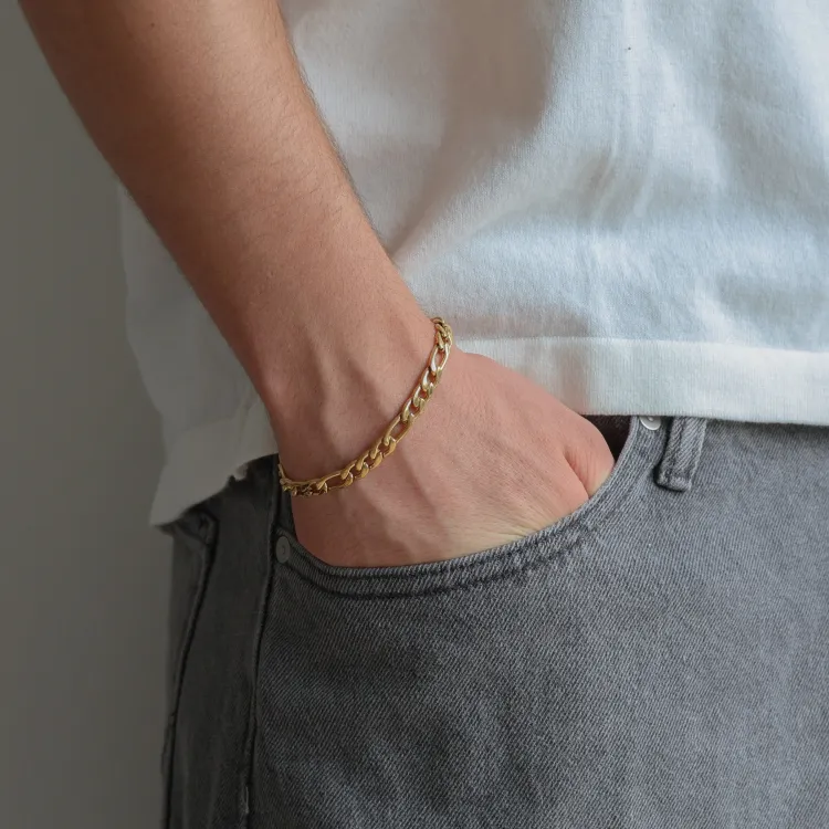 vandfast armbånd i forgyldt stål  x 7,0 mm 
