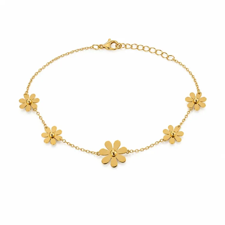 vandfast blomster armbånd i forgyldt stål - OCEANA