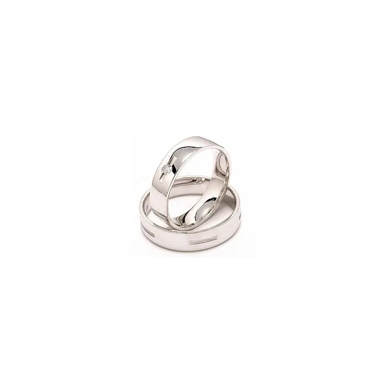 Vielsesringe i 14 karat hvidguld 0,035 ct - sæt