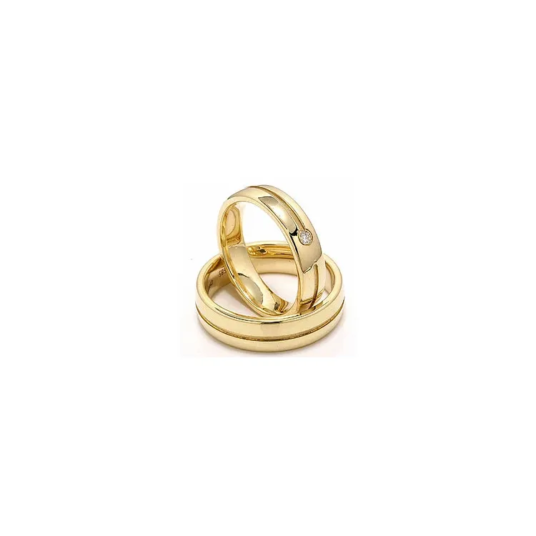 Vielsesringe i 14 karat guld 0,04 ct - sæt