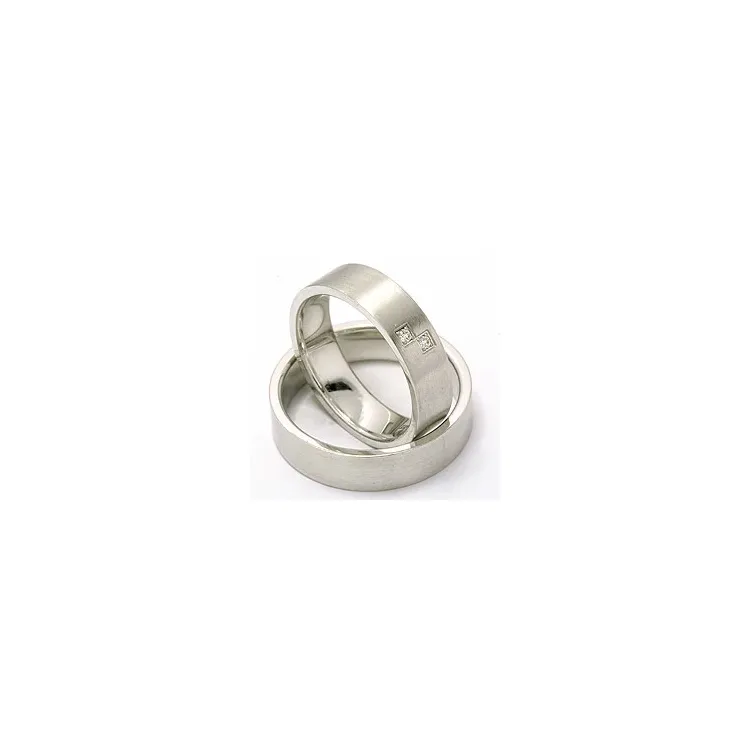 Vielsesringe i 14 karat hvidguld 2 x 0,015 ct - sæt