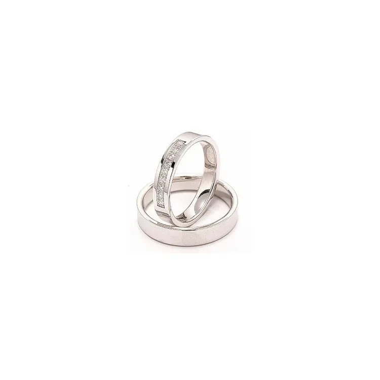 vielsesringe i 14 karat hvidguld 9 x 0,015 ct - sæt