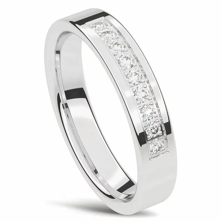elegant Damering i 14 karat hvidguld 0,015 ct