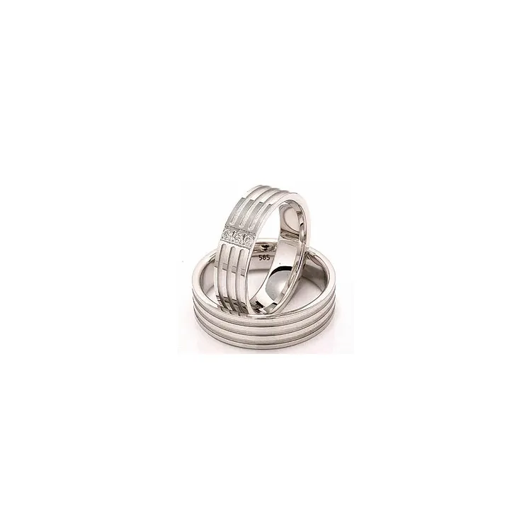Vielsesringe i 14 karat hvidguld 0,018 ct - sæt