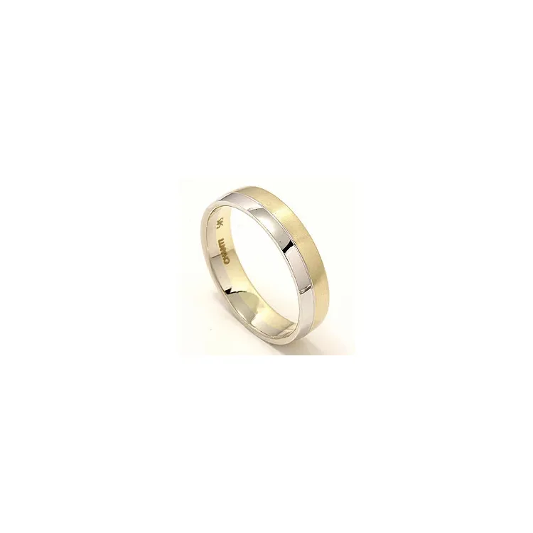 Mat og blank bred vielsesring i 14 karat guld.- og hvidguld