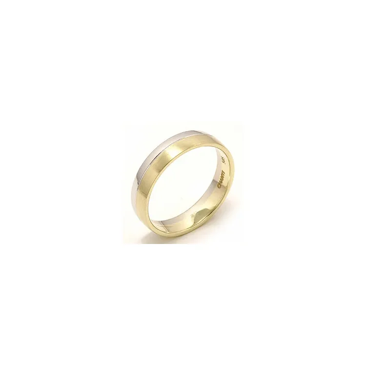 Mat og blank bred vielsesring i 14 karat guld.- og hvidguld