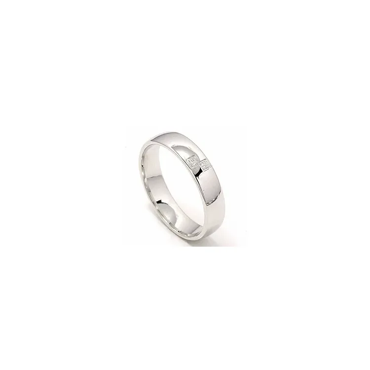 Vielsesring i 14 karat hvidguld 0,02 ct