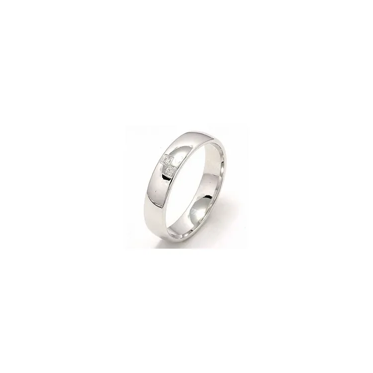 Vielsesring i 14 karat hvidguld 0,02 ct