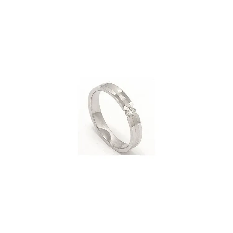 Vielsesring i 14 karat hvidguld 0,018 ct
