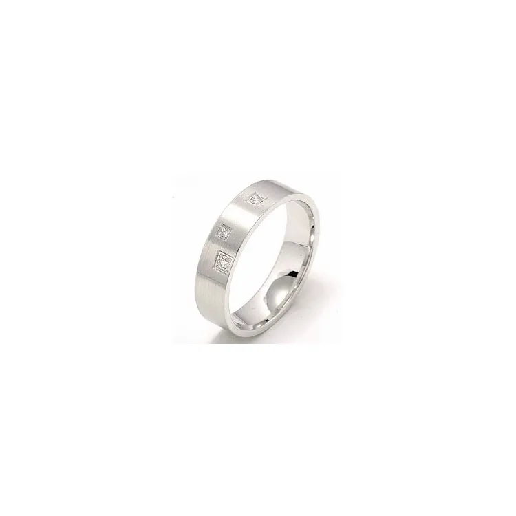 Mat stjernedrys vielsesring i 14 karat hvidguld 0,047 ct
