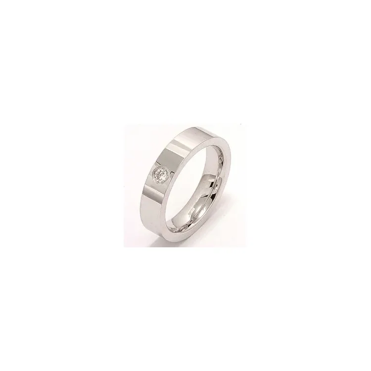 Vielsesring i 14 karat hvidguld 0,10 ct