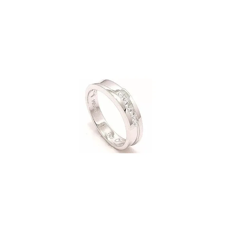 Blank zirkon ring i rhodineret sølv