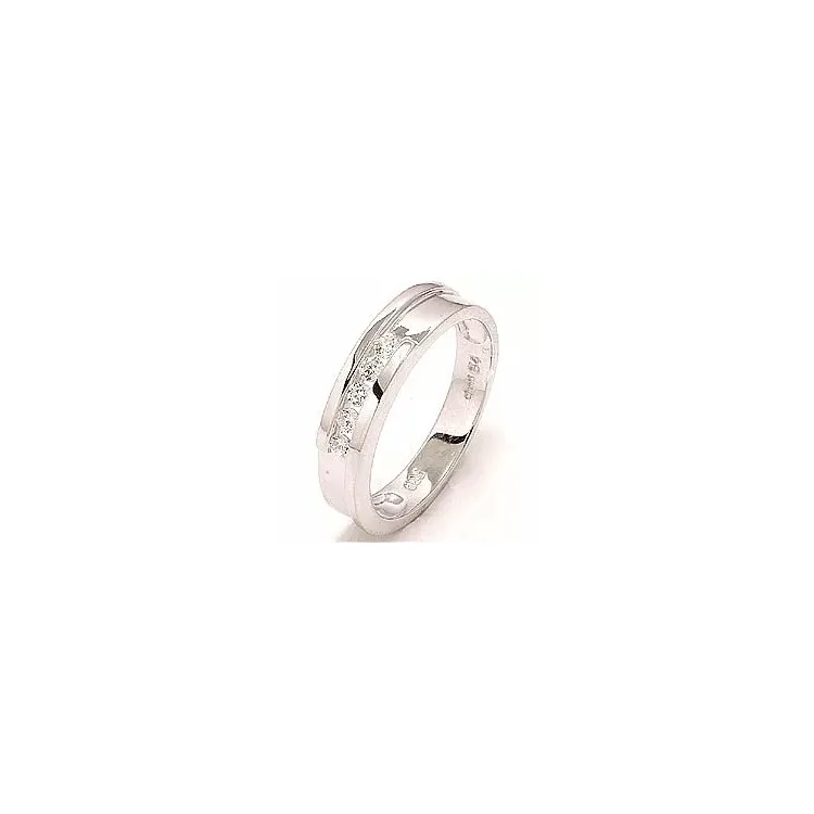 Blank zirkon ring i rhodineret sølv