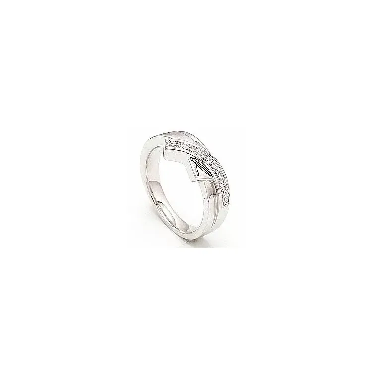 Elegant zirkon ring i rhodineret sølv