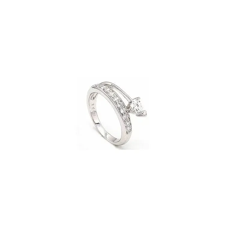 hjerte zirkon ring i rhodineret sølv