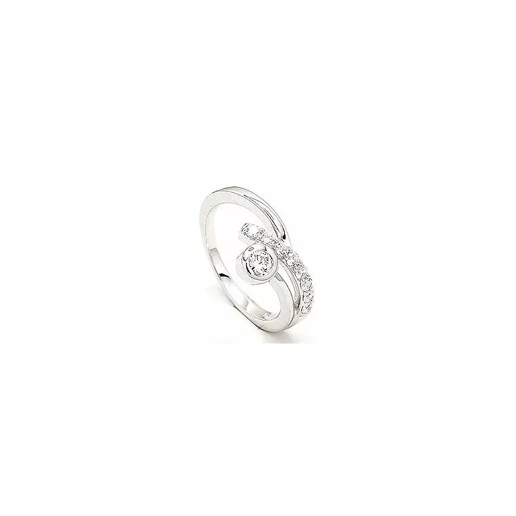 zirkon ring i rhodineret sølv