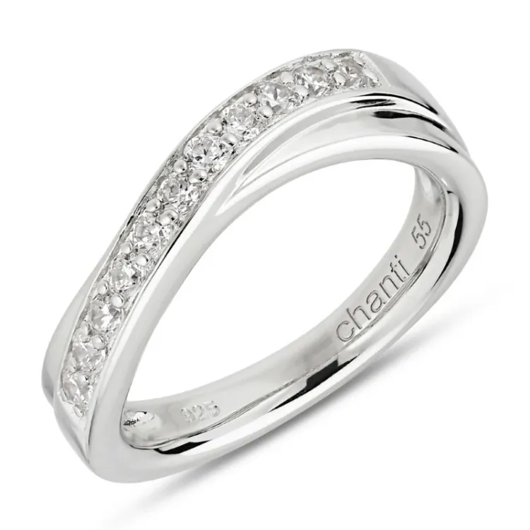 zirkon ring i rhodineret sølv