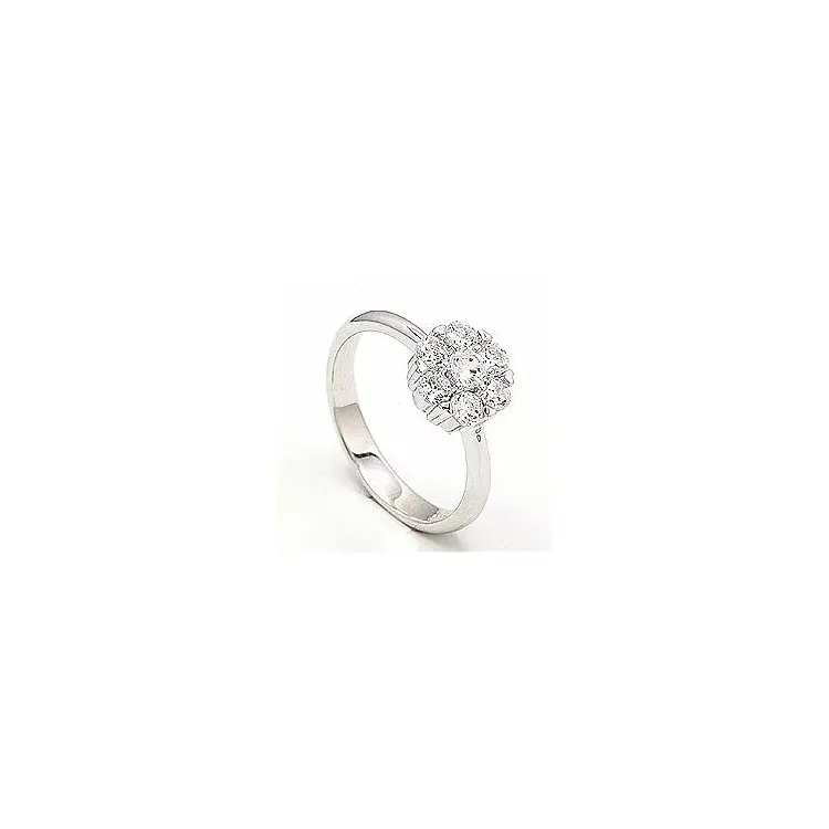 rund zirkon ring i rhodineret sølv