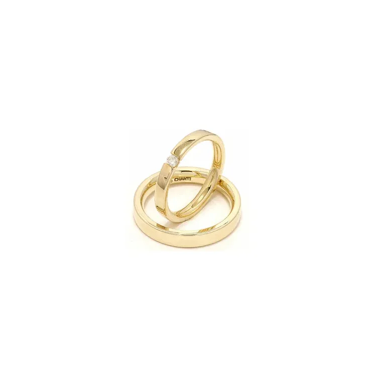 Vielsesringe i 14 karat guld 0,10 ct - sæt