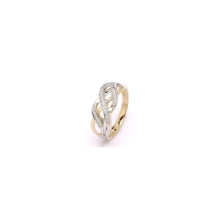 guldring i 9 karat guld med rhodium