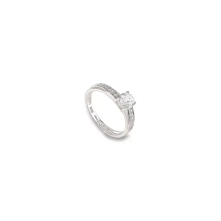 hvid zirkon sølv fingerring i rhodineret sølv