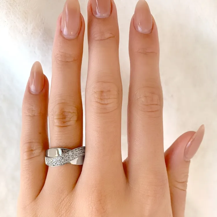 zirkon ring i rhodineret sølv
