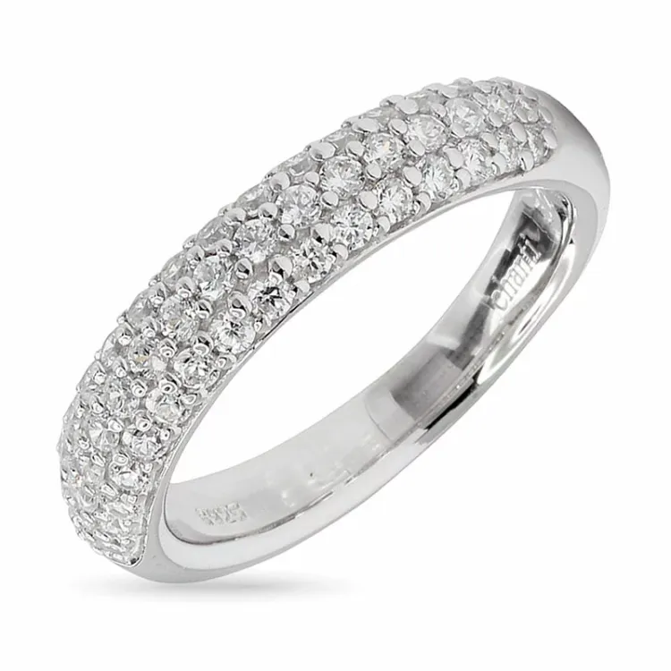 hvid zirkon ring i rhodineret sølv